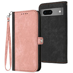 Leather Case Stands Flip Cover Holder YX1 for Google Pixel 7 5G Rose Gold