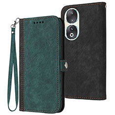 Leather Case Stands Flip Cover Holder YX1 for Huawei Honor 90 5G Green