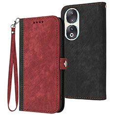 Leather Case Stands Flip Cover Holder YX1 for Huawei Honor 90 5G Red