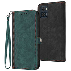 Leather Case Stands Flip Cover Holder YX1 for Motorola Moto E22 Green