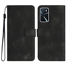 Leather Case Stands Flip Cover Holder YX1 for Oppo A16s Black