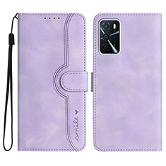 Leather Case Stands Flip Cover Holder YX1 for Oppo A16s Purple