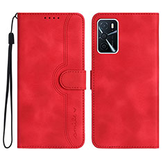 Leather Case Stands Flip Cover Holder YX1 for Oppo A16s Red