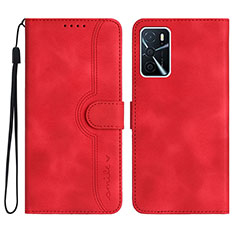 Leather Case Stands Flip Cover Holder YX1 for Oppo A54s Red