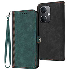 Leather Case Stands Flip Cover Holder YX1 for Oppo K11 5G Green