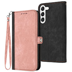 Leather Case Stands Flip Cover Holder YX1 for Samsung Galaxy S23 5G Rose Gold