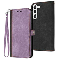 Leather Case Stands Flip Cover Holder YX1 for Samsung Galaxy S24 5G Purple