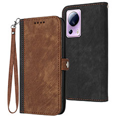 Leather Case Stands Flip Cover Holder YX1 for Xiaomi Mi 13 Lite 5G Brown