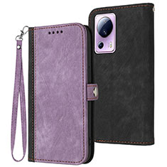 Leather Case Stands Flip Cover Holder YX1 for Xiaomi Mi 13 Lite 5G Purple