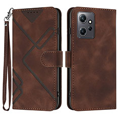 Leather Case Stands Flip Cover Holder YX1 for Xiaomi Redmi Note 12 4G Brown