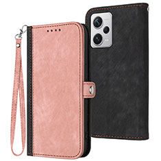 Leather Case Stands Flip Cover Holder YX1 for Xiaomi Redmi Note 12 Explorer Rose Gold