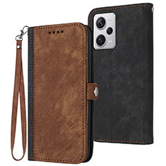 Leather Case Stands Flip Cover Holder YX1 for Xiaomi Redmi Note 12 Pro+ Plus 5G Brown