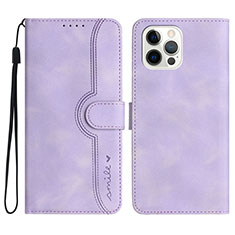 Leather Case Stands Flip Cover Holder YX2 for Apple iPhone 16 Pro Max Clove Purple