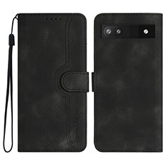 Leather Case Stands Flip Cover Holder YX2 for Google Pixel 6a 5G Black
