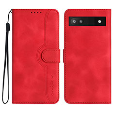 Leather Case Stands Flip Cover Holder YX2 for Google Pixel 6a 5G Red