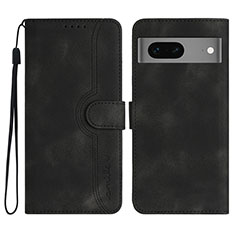 Leather Case Stands Flip Cover Holder YX2 for Google Pixel 7 5G Black