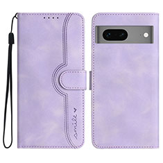 Leather Case Stands Flip Cover Holder YX2 for Google Pixel 7 5G Purple