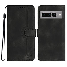 Leather Case Stands Flip Cover Holder YX2 for Google Pixel 7 Pro 5G Black