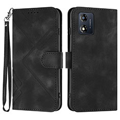 Leather Case Stands Flip Cover Holder YX2 for Motorola Moto E13 Black