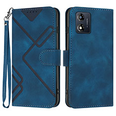 Leather Case Stands Flip Cover Holder YX2 for Motorola Moto E13 Blue