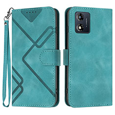 Leather Case Stands Flip Cover Holder YX2 for Motorola Moto E13 Green