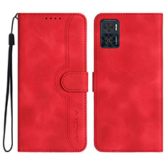 Leather Case Stands Flip Cover Holder YX2 for Motorola Moto E22 Red