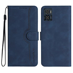 Leather Case Stands Flip Cover Holder YX2 for Motorola Moto E22i Blue