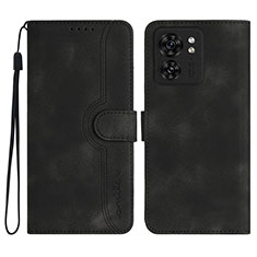 Leather Case Stands Flip Cover Holder YX2 for Motorola Moto Edge (2023) 5G Black