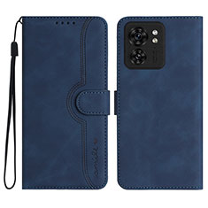 Leather Case Stands Flip Cover Holder YX2 for Motorola Moto Edge (2023) 5G Blue