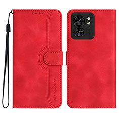 Leather Case Stands Flip Cover Holder YX2 for Motorola Moto Edge 40 5G Red