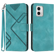 Leather Case Stands Flip Cover Holder YX2 for Motorola Moto G 5G (2023) Green