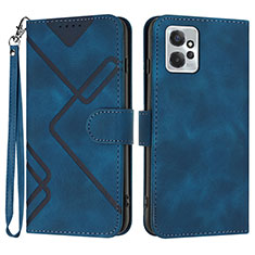 Leather Case Stands Flip Cover Holder YX2 for Motorola Moto G Power 5G (2023) Blue