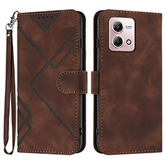 Leather Case Stands Flip Cover Holder YX2 for Motorola Moto G Stylus (2023) 5G Brown