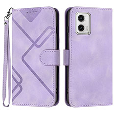 Leather Case Stands Flip Cover Holder YX2 for Motorola Moto G53 5G Purple