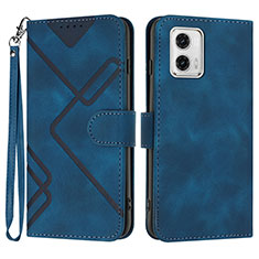 Leather Case Stands Flip Cover Holder YX2 for Motorola Moto G53y 5G Blue