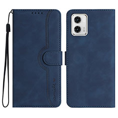Leather Case Stands Flip Cover Holder YX2 for Motorola Moto G73 5G Blue