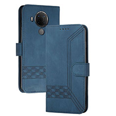Leather Case Stands Flip Cover Holder YX2 for Nokia 5.4 Blue