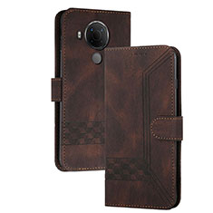 Leather Case Stands Flip Cover Holder YX2 for Nokia 5.4 Brown