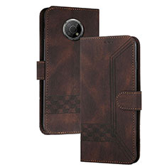 Leather Case Stands Flip Cover Holder YX2 for Nokia G20 Brown