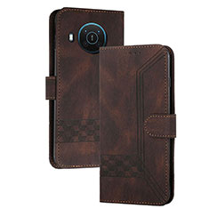 Leather Case Stands Flip Cover Holder YX2 for Nokia X10 Brown