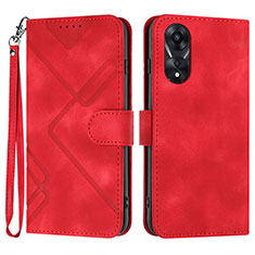 Leather Case Stands Flip Cover Holder YX2 for Oppo A18 Red