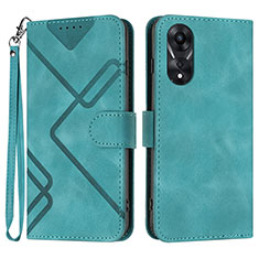 Leather Case Stands Flip Cover Holder YX2 for Oppo A38 Green