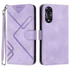 Leather Case Stands Flip Cover Holder YX2 for Oppo A78 4G Purple