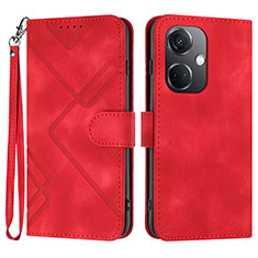 Leather Case Stands Flip Cover Holder YX2 for Oppo K11 5G Red