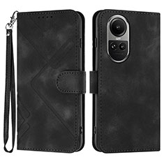 Leather Case Stands Flip Cover Holder YX2 for Oppo Reno10 Pro 5G Black