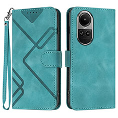 Leather Case Stands Flip Cover Holder YX2 for Oppo Reno10 Pro 5G Green