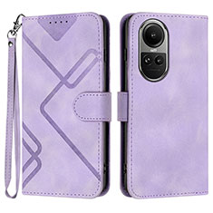 Leather Case Stands Flip Cover Holder YX2 for Oppo Reno10 Pro 5G Purple