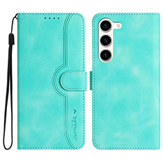Leather Case Stands Flip Cover Holder YX2 for Samsung Galaxy S22 Plus 5G Green