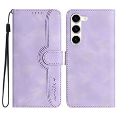 Leather Case Stands Flip Cover Holder YX2 for Samsung Galaxy S24 5G Purple