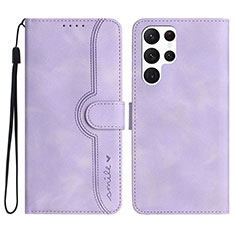 Leather Case Stands Flip Cover Holder YX2 for Samsung Galaxy S24 Ultra 5G Purple